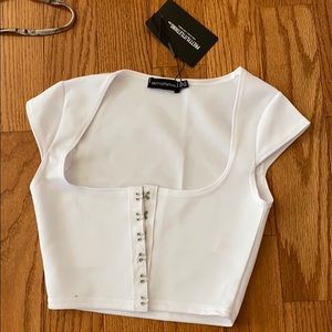White corset crop top